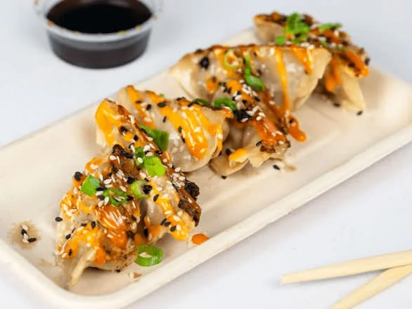 Wagyu Gyoza, hand-folded gyoza at Shiso Crispy in St. Petersburg & Tampa